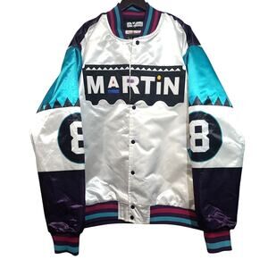Headgear Classics Martin 8 Ball Satin Bomber Jacket White 5XL NWT